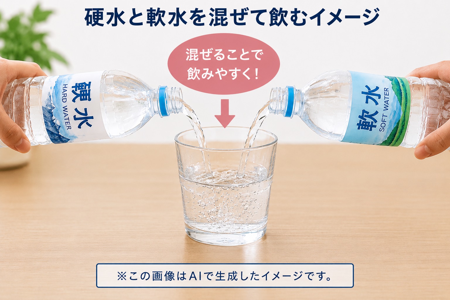 硬度の高いミネラルウォーターが飲みづらいと感じたら　硬水と軟水を混ぜてしまえばいい